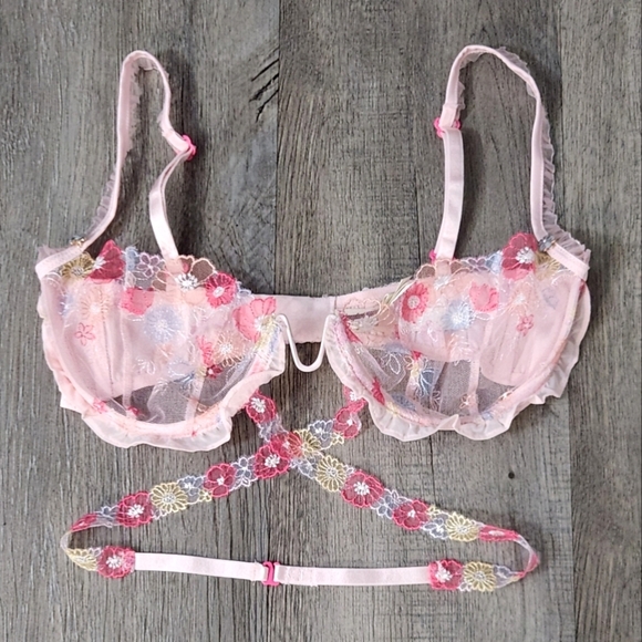 New!For Love and Lemons Greenhouse Garden Underwire Bra‎ &Matching Garter Belt - Picture 8 of 15